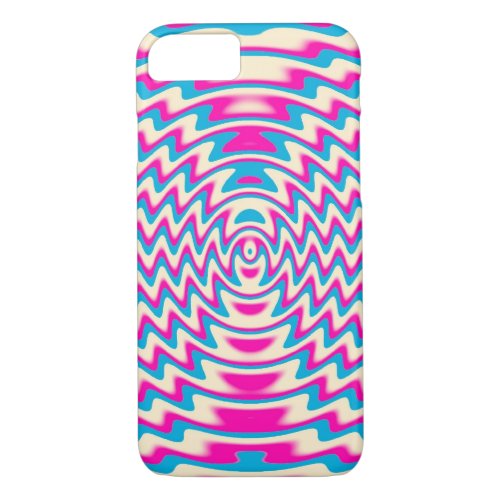 Psychedelic Pink Blue Sound Waves iPhone 7 Case
