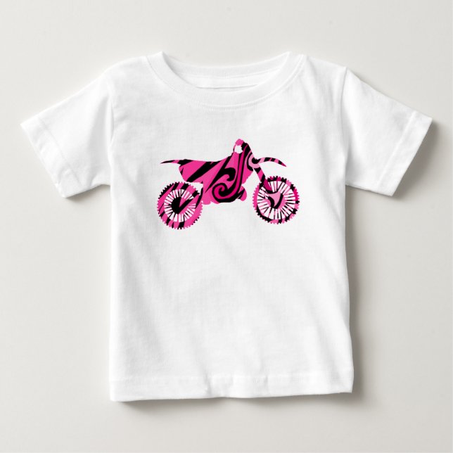 Psychedelic Pink Dirt Bike Baby T-Shirt (Front)