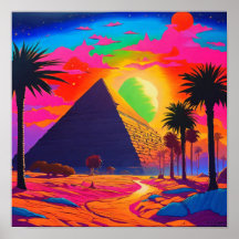 Psychedelic Pink Orange Egyptian Pyramid