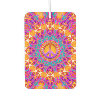 Psychedelic Pink Orange Mandala Peace Symbol Air Freshener