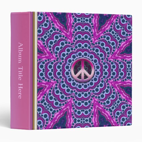 Psychedelic Pink Peace Kaleidoscope Album Binder