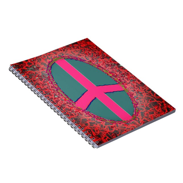 Psychedelic Pink Peace Sign Notebook (Right Side)