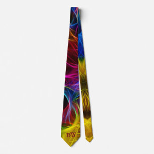 Psychedelic Pink Yellow Abstract Initials Neck Tie