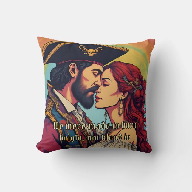 Psychedelic Pirate Couple  – Bold Romance Throw Pillow (Front)