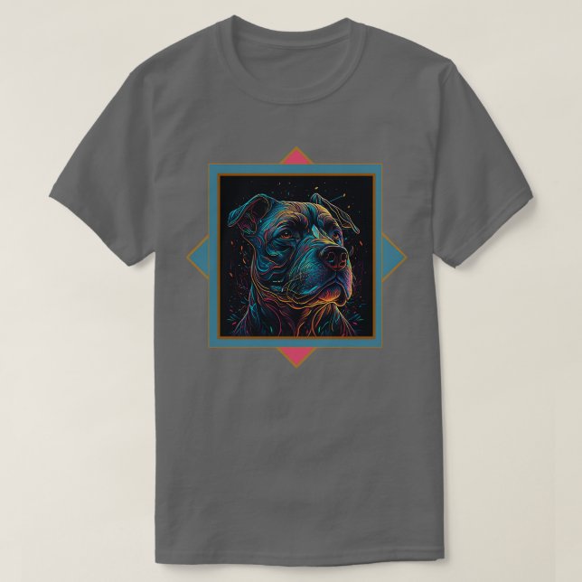 Psychedelic Pit Bull Portrait T-Shirt (Design Front)
