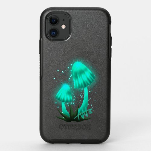 Psychedelic Pixie Cap Glowing Cyan Mushroom OtterBox Symmetry iPhone 11 Case