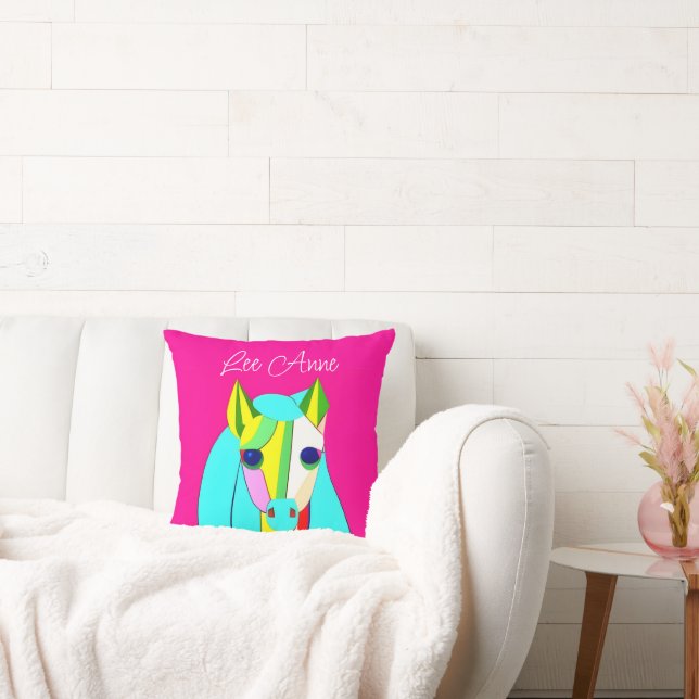 Psychedelic Pony Dreams Throw Pillow (Couch)