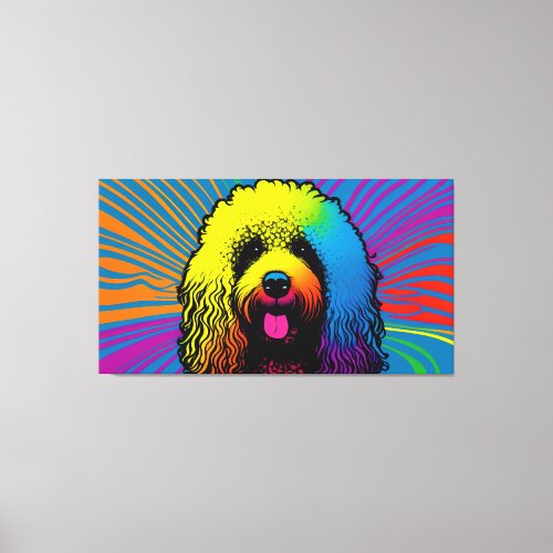 Psychedelic Poodle Dog Design Canvas Print