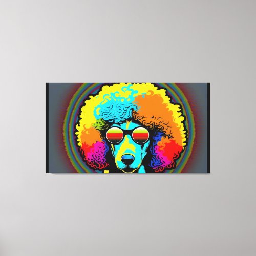 Psychedelic Poodle Dog Design Canvas Print