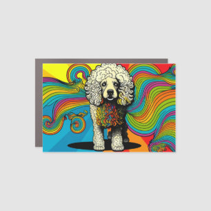 Psychedelic Poodle Dog Design Car Magnet