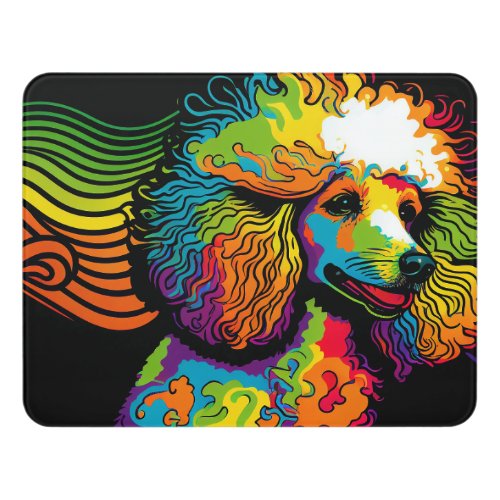 Psychedelic Poodle Dog Design Door Sign