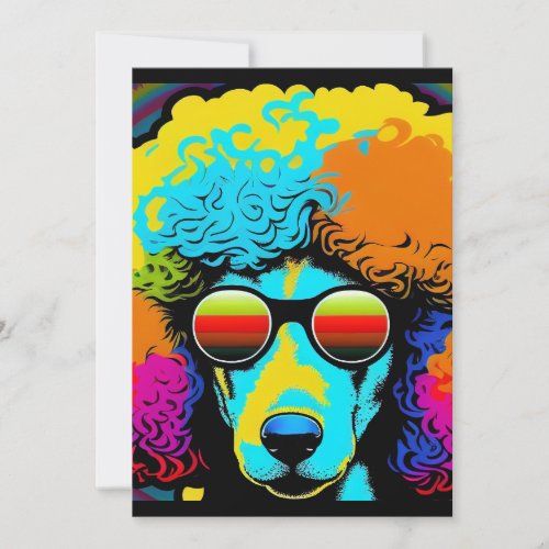 Psychedelic Poodle Dog Design Holiday Card