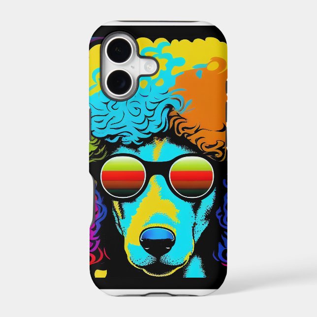 Psychedelic Poodle Dog Design Iphone Case (Back)