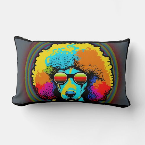 Psychedelic Poodle Dog Design Lumbar Pillow