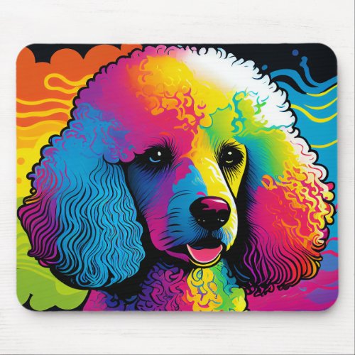 Psychedelic Poodle Dog Design Mouse Pad