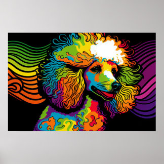 Psychedelic Poodle Dog Design Poster