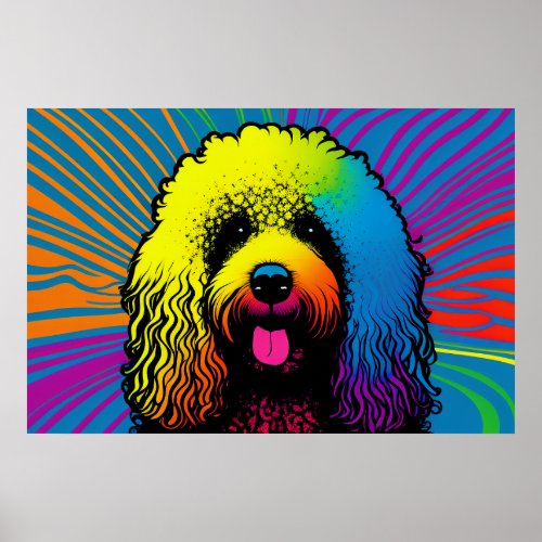 Psychedelic Poodle Dog Design Poster