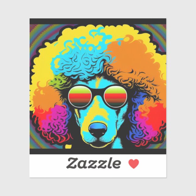 Psychedelic Poodle Dog Design Sticker (Sheet)