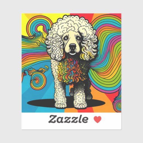 Psychedelic Poodle Dog Design Sticker