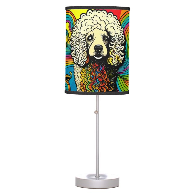 Psychedelic Poodle Dog Design Table Lamp (Front)