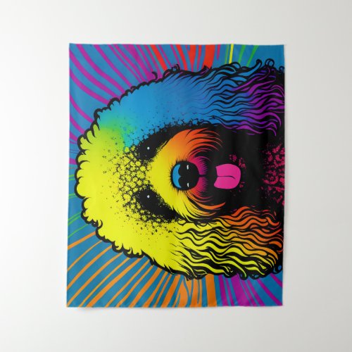 Psychedelic Poodle Dog Design Tapestry