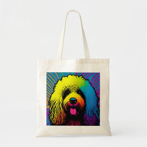 Psychedelic Poodle Dog Design Tote Bag