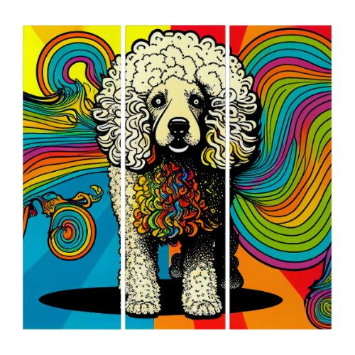 Psychedelic Poodle Dog Design Triptych