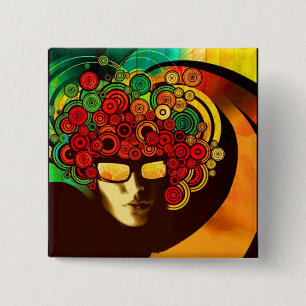 psychedelic pop art pinback button