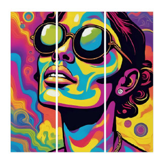 Psychedelic Pop Art Portrait – Vibrant Neon Trippy