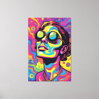 Psychedelic Pop Art Portrait – Vibrant Neon Trippy Canvas Print