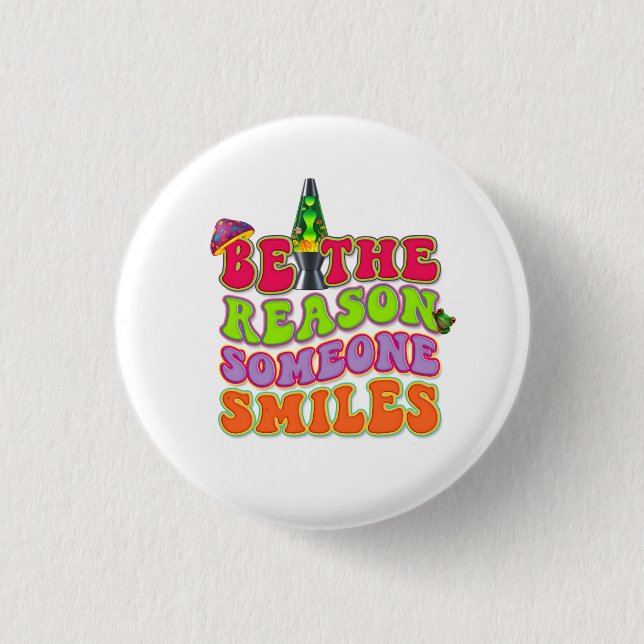 PSYCHEDELIC POSITIVE LAVA LAMP HIPPIE MUSHROOM BUTTON (Front)
