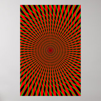 Psychedelic Poster: Red & Green Spiral Poster