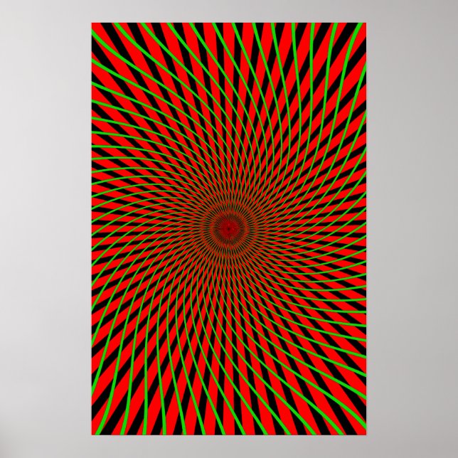 Psychedelic Poster: Red & Green Spiral Poster (Front)
