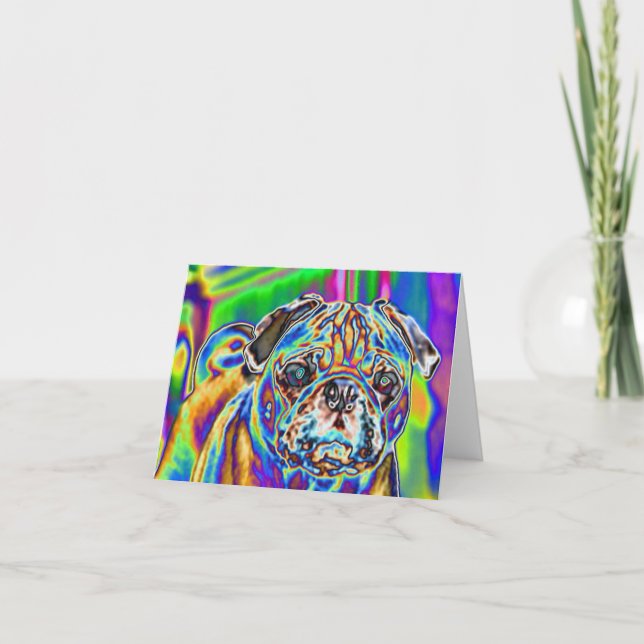Psychedelic Pug #4 Blank Note Card (Front)