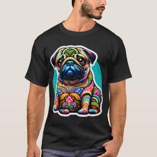 Psychedelic Pug Splendor: A Vivid Tapestry of Cani T-Shirt