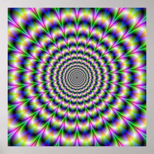 Psychedelic Pulse in Purple and Green  Poster