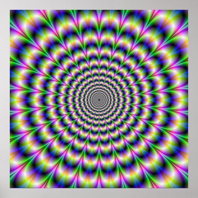Psychedelic Pulse in Purple and Green  Poster (Front)