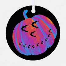 Psychedelic Pumpkin Heart Car Ornament