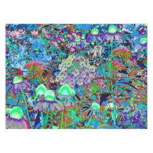 Psychedelic Purple and Lime Green Garden Flowers Tablecloth