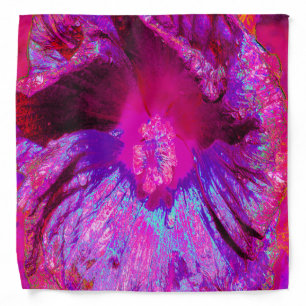 Psychedelic Purple and Magenta Hibiscus Flower Bandana