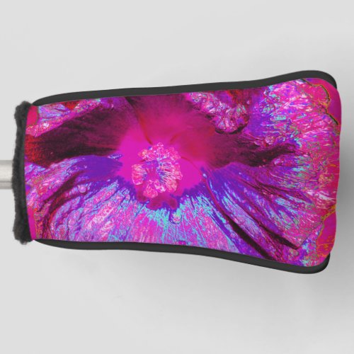 Psychedelic Purple and Magenta Hibiscus Flower Golf Head Cover