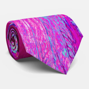 Psychedelic Purple and Magenta Hibiscus Flower Neck Tie