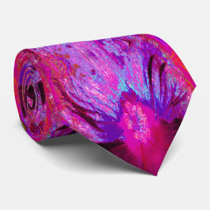 Psychedelic Purple and Magenta Hibiscus Flower Neck Tie