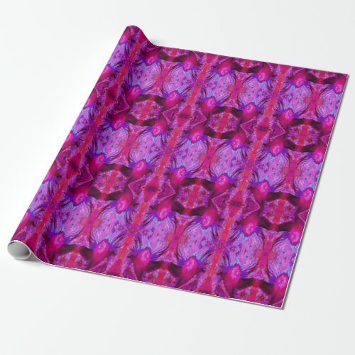 Psychedelic Purple and Magenta Hibiscus Flower Wrapping Paper