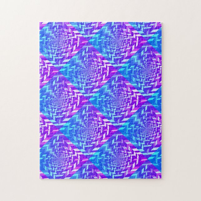 Psychedelic Purple Blue Square in Square Puzzle (Vertical)