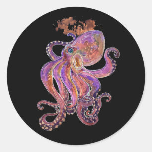 Psychedelic Purple Deep Sea Kraken Classic Round Sticker