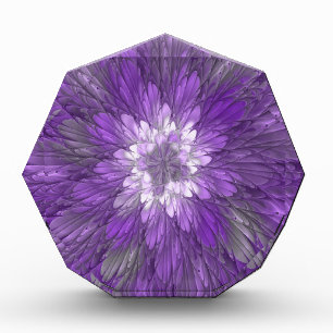 Psychedelic Purple Flower Abstract Fractal Art Acrylic Award