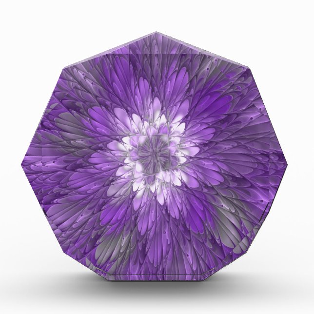 Psychedelic Purple Flower Abstract Fractal Art Acrylic Award (Front)