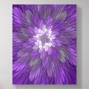 Psychedelic Purple Flower Abstract Fractal Art Acrylic Photo Tile