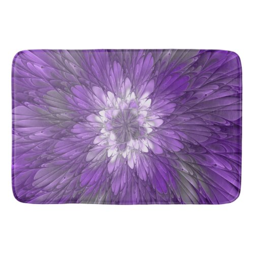 Psychedelic Purple Flower Abstract Fractal Art Bath Mat